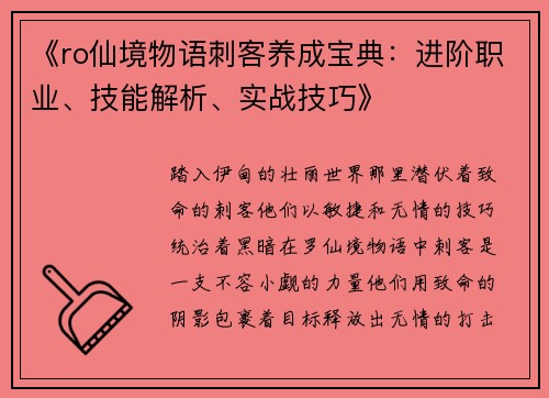 《ro仙境物语刺客养成宝典：进阶职业、技能解析、实战技巧》